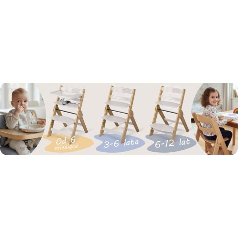 Drewniane krzesełko do karmienia Timo Nukido składane regulowane 6m+ białe