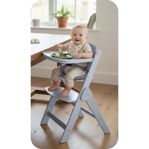Drewniane krzesełko do karmienia Timo Nukido składane regulowane 6m+ - Szare