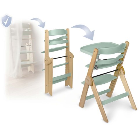 Drewniane krzesełko do karmienia Timo Nukido składane regulowane - miętowe