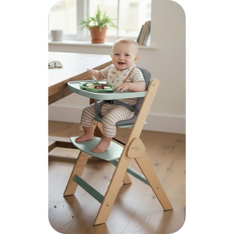 Drewniane krzesełko do karmienia Timo Nukido składane regulowane - miętowe