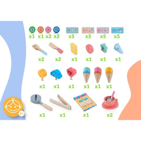 Drewniana kawiarnia lodziarnia NK880 Nukido zestaw do zabawy 3+