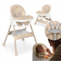 Ricokids Mani – beżowe krzesełko do karmienia 3w1 z regulowaną tacką