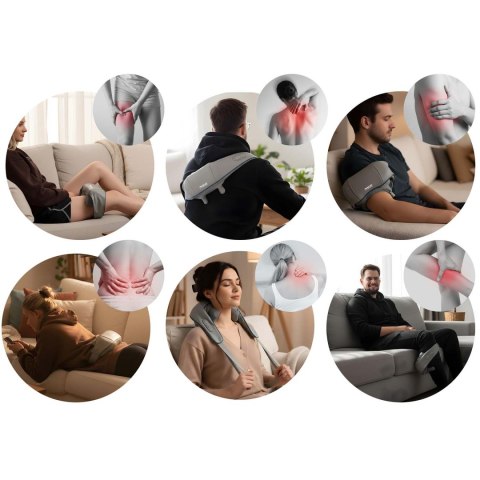 Masażer do pleców szyi karku shiatsu 3 tryby ogrzewanie bezprzewodowy Neo-Sport NS-505