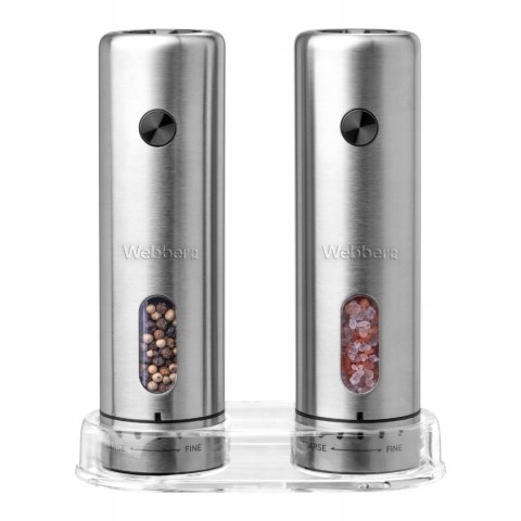 MK43 Elektryczny młynek do soli i pieprzu Webber INOX USB-C zestaw 2 szt.