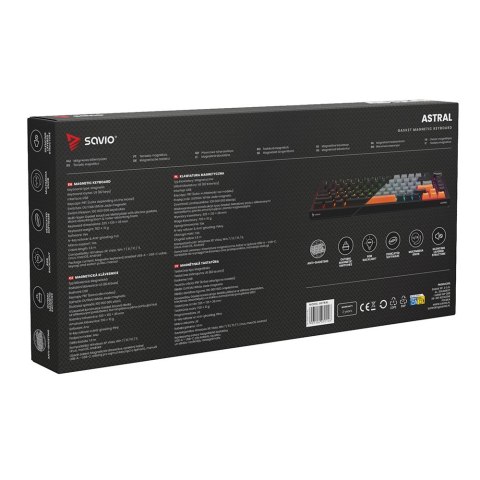 SAVIO KLAWIATURA MAGNETYCZNA ASTRAL BLACK OUTEMU WHITE JADE RGB 3 KOLORY KEYCAPÓW