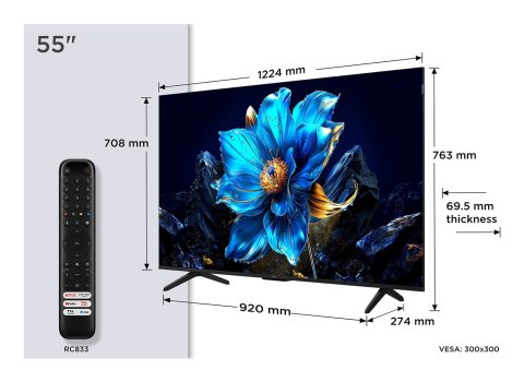 Telewizor TCL 55P79K QLED 55" 4K Ultra HD Google TV Dolby Atmos DVB-T2 Metaliczny