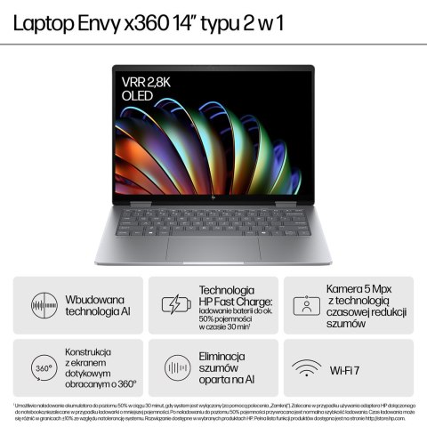 HP Envy x360 14-fa0016nw Ryzen 7 8840HS 14"WUXGA Touch 300nits 16GB LPDDR5-6400 SSD512 Radeon 780M Cam 5 Mpx IR 59Wh Win11 Meteo