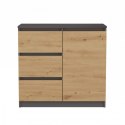 KOMODA 1 DRZWI 3 SZUFLADY ANTRACYT/ARTISAN KOMPLET
