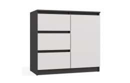 KOMODA 1 DRZWI 3 SZUFLADY ANTRACYT/BIEL KOMPLET