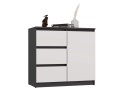 KOMODA 1 DRZWI 3 SZUFLADY ANTRACYT/BIEL KOMPLET