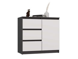 KOMODA 1 DRZWI 3 SZUFLADY ANTRACYT/BIEL KOMPLET