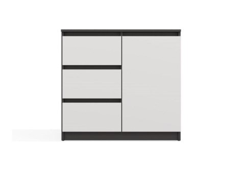 KOMODA 1 DRZWI 3 SZUFLADY ANTRACYT/BIEL KOMPLET