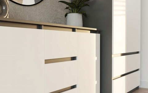 KOMODA 2 DRZWI 3 SZUFLADY ANTRACYT/BIEL KOMPLET