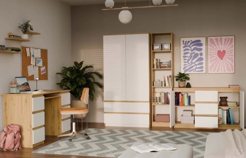 KOMODA 2 DRZWI 3 SZUFLADY ARTISAN/BIEL KOMPLET