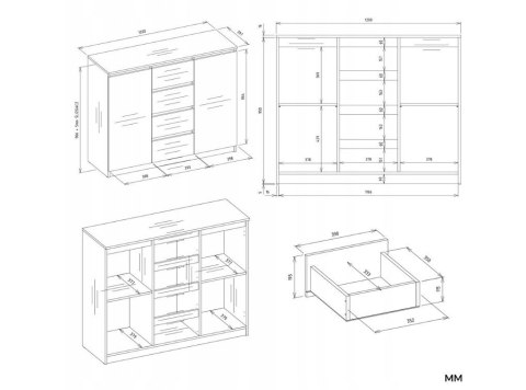 KOMODA 2 DRZWI 4 SZUFLADY ARTISAN/KASZMIR KOMPLET