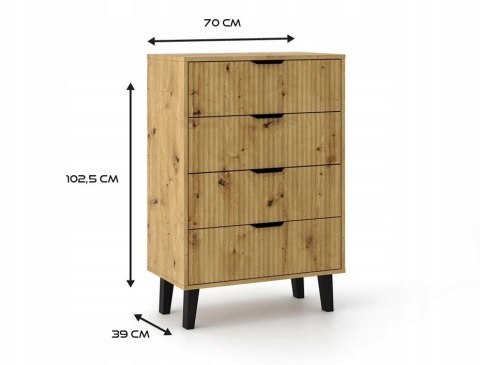 KOMODA SCANDI 4S SLIM DĄB ARTISAN