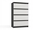 M4 MALWA KOMODA 4 SZUFLADY ANTRACYT/BIEL KPL