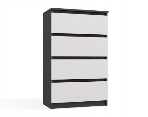 M4 MALWA KOMODA 4 SZUFLADY ANTRACYT/BIEL KPL
