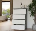 M4 MALWA KOMODA 4 SZUFLADY ANTRACYT/BIEL KPL