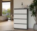 M4 MALWA KOMODA 4 SZUFLADY ANTRACYT/BIEL KPL