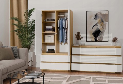 M6 MALWA KOMODA 120CM 6 SZUFLAD ART/BIEL KOMPLET