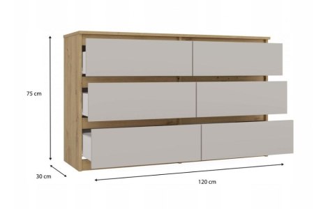 M6 MALWA KOMODA 120CM 6 SZUFLAD ART/KASZMIR KOMPLET