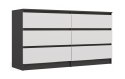 M6 MALWA KOMODA 140 CM 6 SZUFLAD ANT/BIEL KOMPLET