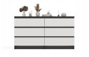 M6 MALWA KOMODA 140 CM 6 SZUFLAD ANT/BIEL KOMPLET