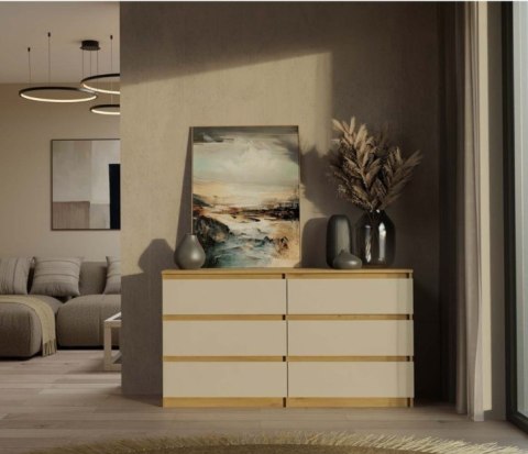 M6 MALWA KOMODA 140 CM 6 SZUFLAD ART/KASZMIR KOMPLET