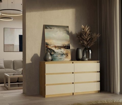 M6 MALWA KOMODA 140 CM 6 SZUFLAD ART/KASZMIR KOMPLET