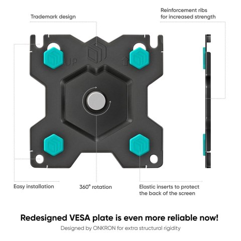 ONKRON G90-B Uchwyt biurkowy obrotowo-nachylny do monitora 13"-34" maks 10 kg, z obracaniem, czarny