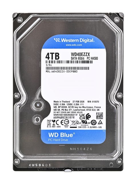 Dysk HDD WD Blue WD40EZZX (4 TB ; 3.5"; 256 MB; 5400 obr/min)