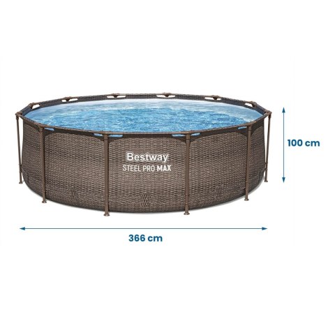 Basen ogrodowy stelażowy 366 x 100 cm zestaw 18w1 Bestway 56709