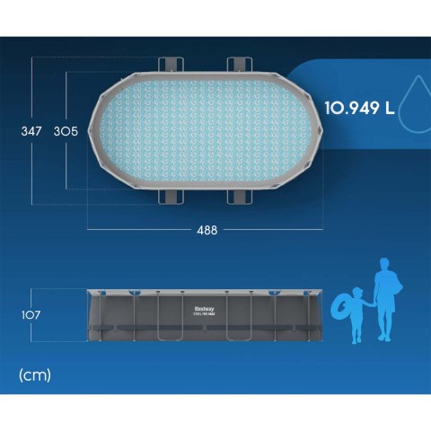 Basen ogrodowy stelażowy 488 x 305 x 107 cm 18w1 Bestway 56448 + maszynka do baniek GRATIS