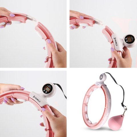 Zestaw Hula Hop Magnetyczny Pink Hhm15 Z Licznikiem Hms + Pas Br163 Black Plus Size