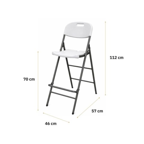 KRZESŁO HOKER SKŁADANE BAROWE OGRODOWE TURYSTYCZNE CATERINGOWE BIAŁE 70cm