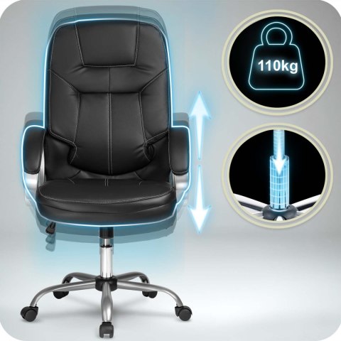 Fotel gabinetowy Sofotel 355 czarny skórzany ergonomiczny TILT