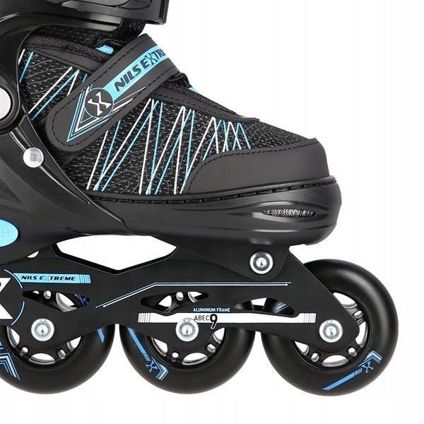 Łyżworolki i Łyżwy 2w1 M 35-38 Czarno-Niebieskie Wygodne Lekkie z Hamulcem Minimalna długość wkładki 20.5 cm