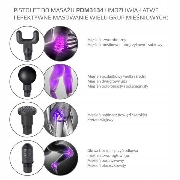 PISTOLET DO MASAŻU PDM3134I GOLD - PROFESJONALNY MASAŻER MIĘŚNI Kod producenta 17-22-296