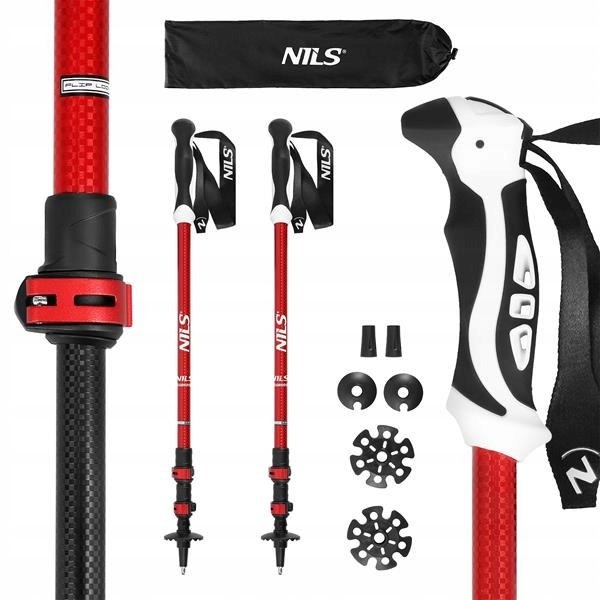 TK8601 RED Kije Trekkingowe Aluminiowe NILS - Komfort w Każdym Terenie