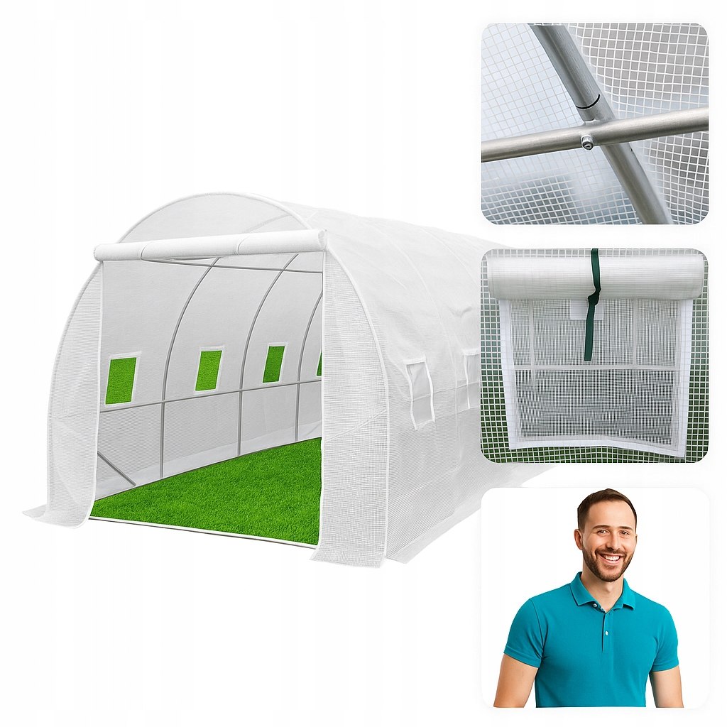Tunel foliowy ogrodowy TF620T 6x2m UV4 140g/m² 12 okien