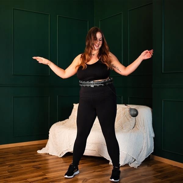HHW12 BLACK HULA HOP Wypustki/Obciążenie/PAS PLUS SIZE masaż szczupła talia Średnica 26 cm